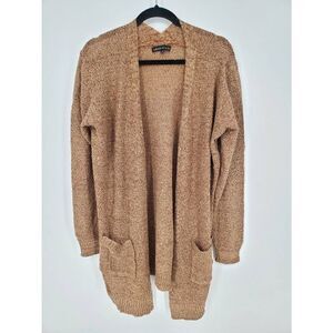 Love Ellie Women's Brown long line‎ cardigan duster with pockets Size Large